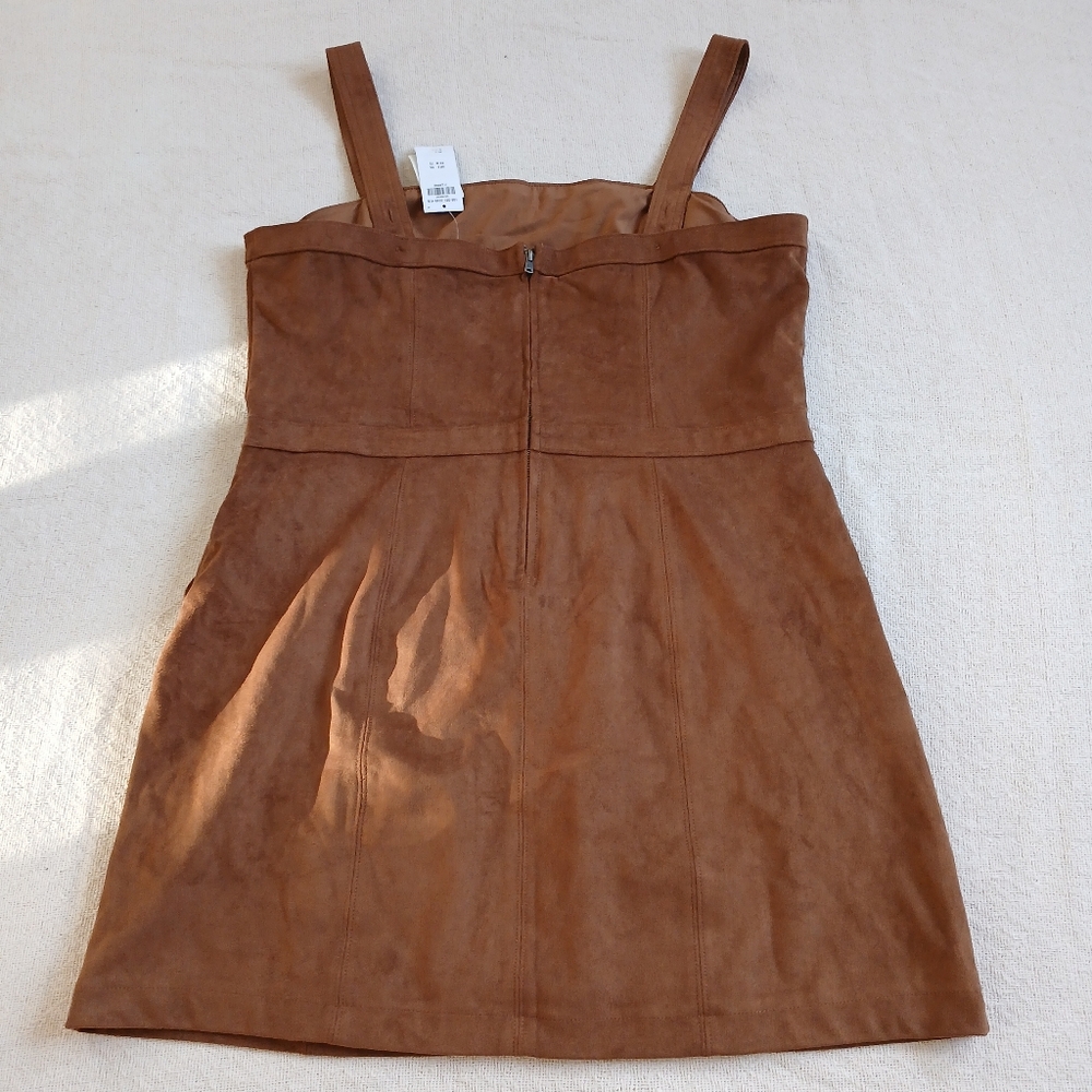 a&f ♡ faux suede pinafore dress overall pockets fall abercrombie & fitch western - Picture 6 of 11